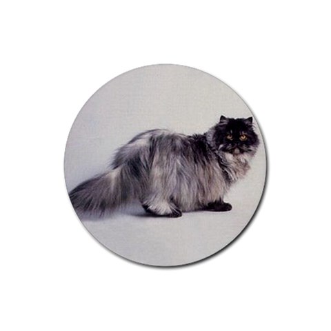 Persian Cat Black Smoke Rubber Round Coaster (4 pack) from ArtsNow.com Front