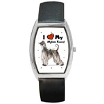 I Love My Afghan Hound Barrel Style Metal Watch