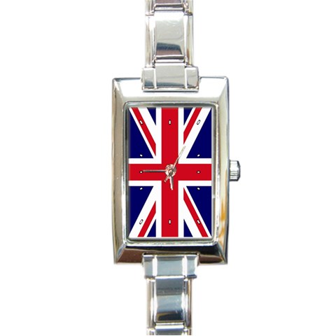 British English Flag Rectangular Italian Charm Watch from ArtsNow.com Front