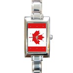 Canadian Flag Rectangular Italian Charm Watch