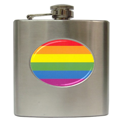 Gay Pride Flag Hip Flask (6 oz) from ArtsNow.com Front