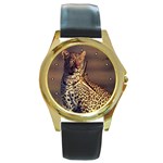 Leopard Round Gold Metal Watch