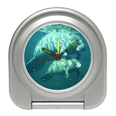 Manatees Travel Alarm Clock from ArtsNow.com Front