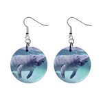 Manatees 1  Button Earrings