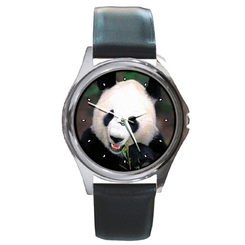 Panda Bear Round Metal Watch from ArtsNow.com Front