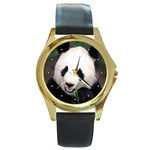 Panda Bear Round Gold Metal Watch