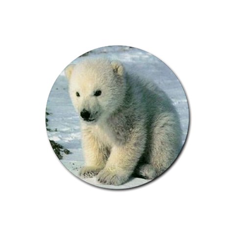 Polar Bear Cub Rubber Round Coaster (4 pack) from ArtsNow.com Front