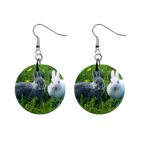 Rabbits 1  Button Earrings from ArtsNow.com Front