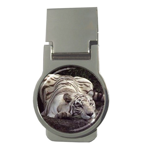 White Bengal Tiger Money Clip (Round) from ArtsNow.com Front