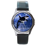 Orca Killer Whale Round Metal Watch