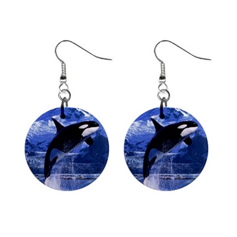 Orca Killer Whale 1  Button Earrings from ArtsNow.com Front