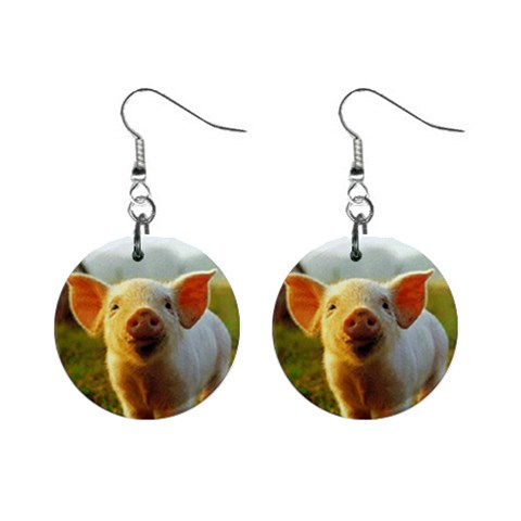 Pig Piglet 1  Button Earrings from ArtsNow.com Front