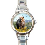 Grizzly Bear Round Italian Charm Watch