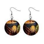 Scream Munch 1  Button Earrings