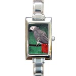 African Grey Parrot Rectangular Italian Charm Watch