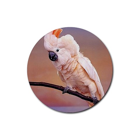 Cockatoo Parrots Rubber Round Coaster (4 pack) from ArtsNow.com Front