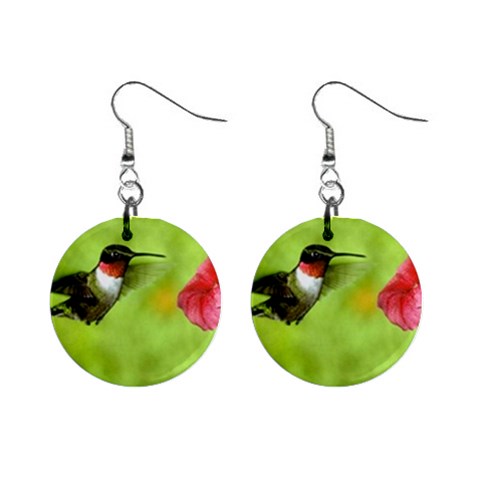 Humming Bird 1  Button Earrings from ArtsNow.com Front