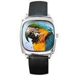 Macaw Parrot Square Metal Watch