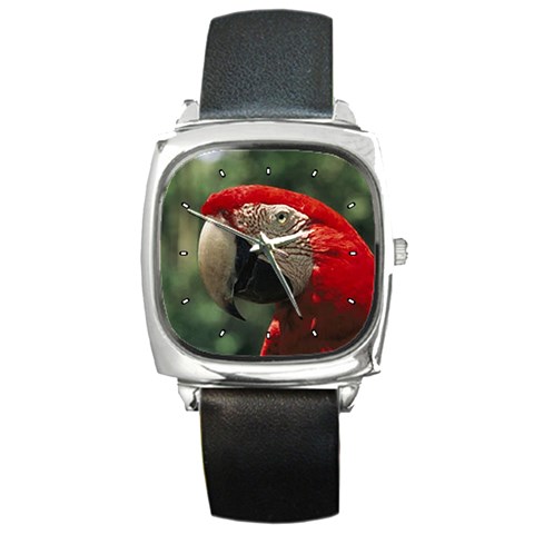 Macaw Parrot Square Metal Watch from ArtsNow.com Front