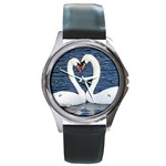 Swans Round Metal Watch