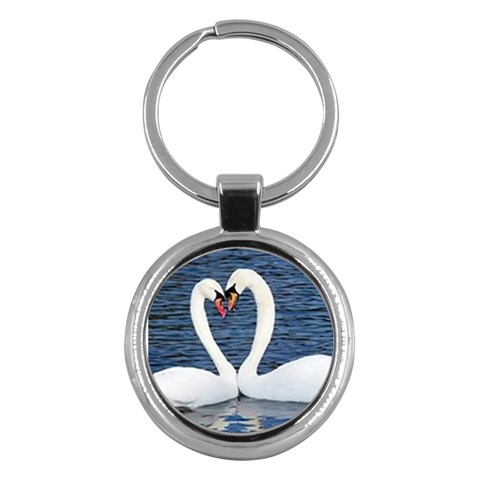 Swans Key Chain (Round) from ArtsNow.com Front