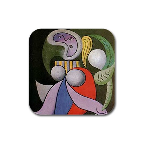 Femme a La Fleur Picasso Rubber Square Coaster (4 pack) from ArtsNow.com Front