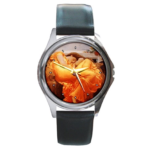 Flaming June Leighton Round Metal Watch from ArtsNow.com Front