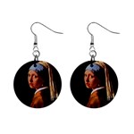 Girl with a Pearl Vermeer 1  Button Earrings