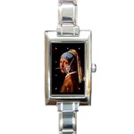 Girl with a Pearl Vermeer Rectangular Italian Charm Watch