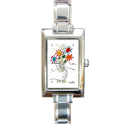 Petite Fleurs Picasso Rectangular Italian Charm Watch from ArtsNow.com Front