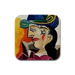 Woman with Blue Hat Picasso Rubber Square Coaster (4 pack)