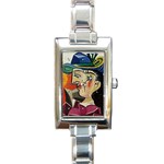 Woman with Blue Hat Picasso Rectangular Italian Charm Watch