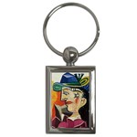 Woman with Blue Hat Picasso Key Chain (Rectangle)