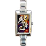 Woman with Book Picasso Rectangular Italian Charm Watch