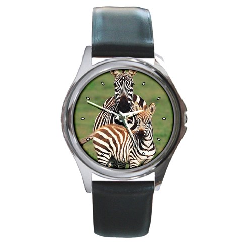 Zebra Round Metal Watch from ArtsNow.com Front