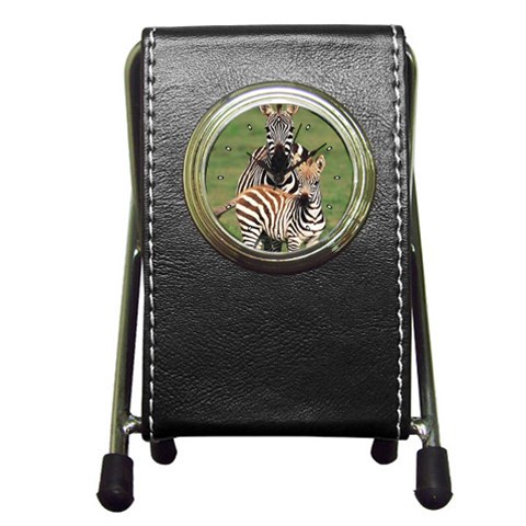 Zebra Pen Holder Desk Clock from ArtsNow.com Front