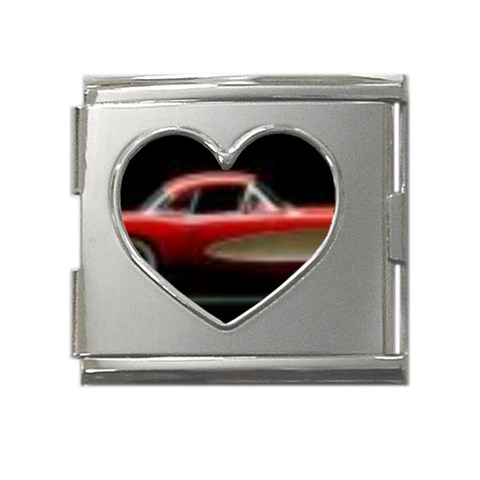 red corvette Mega Link Heart Italian Charm (18mm) from ArtsNow.com Front