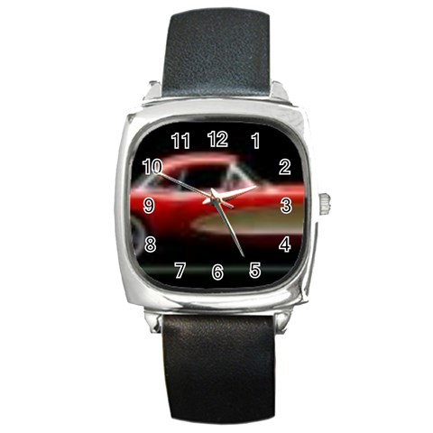 red corvette Square Metal Watch from ArtsNow.com Front