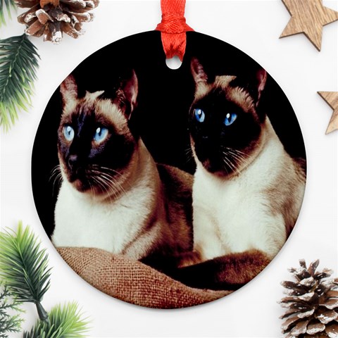 Siamese 3 Ornament (Round) from ArtsNow.com Front