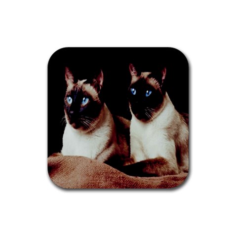 Siamese 3 Rubber Coaster (Square) from ArtsNow.com Front