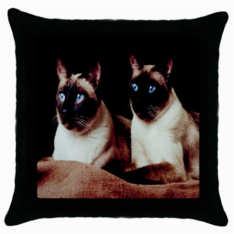 Siamese 3 Throw Pillow Case (Black) from ArtsNow.com Front