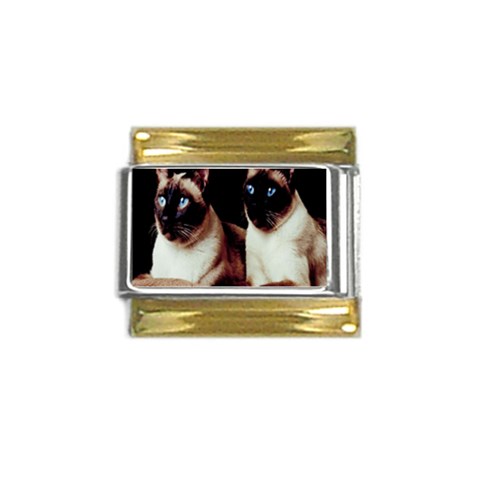 Siamese 3 Gold Trim Italian Charm (9mm) from ArtsNow.com Front