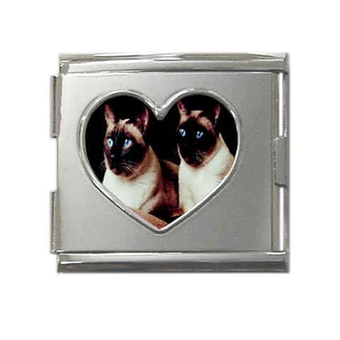 Siamese 3 Mega Link Heart Italian Charm (18mm) from ArtsNow.com Front