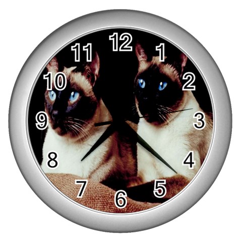 Siamese 3 Wall Clock (Silver) from ArtsNow.com Front