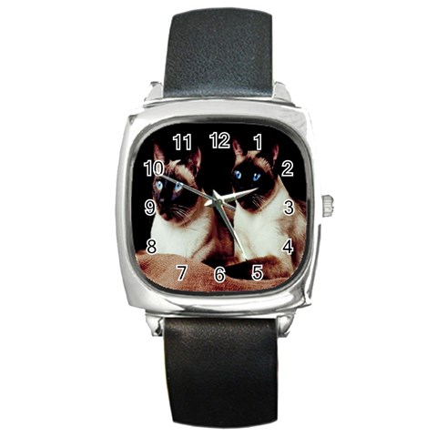 Siamese 3 Square Metal Watch from ArtsNow.com Front