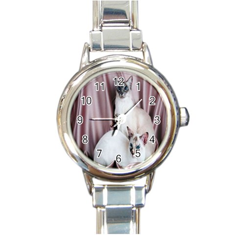 Siamese Sisters Round Italian Charm Watch from ArtsNow.com Front