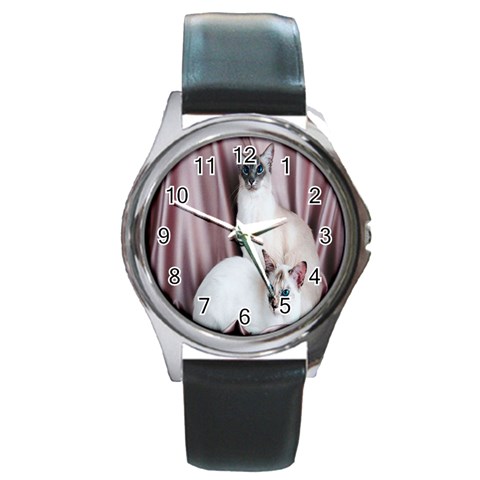 Siamese Sisters Round Metal Watch from ArtsNow.com Front