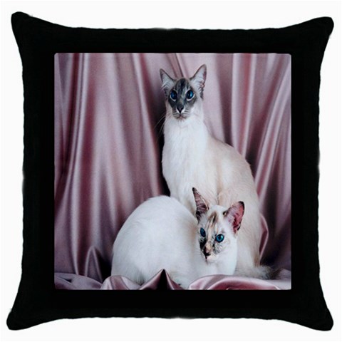 Siamese Sisters Throw Pillow Case (Black) from ArtsNow.com Front