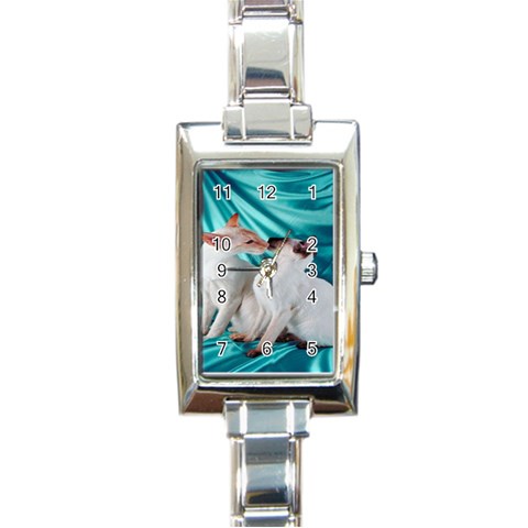 Siamese Kissy Kissy Rectangular Italian Charm Watch from ArtsNow.com Front