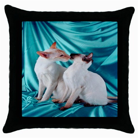 Siamese Kissy Kissy Throw Pillow Case (Black) from ArtsNow.com Front